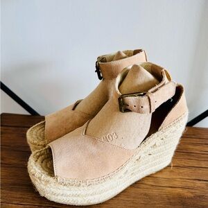 Soludos Women's Suede Espadrille Tan Wedge Sandals